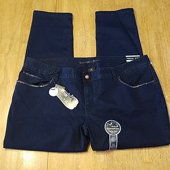 Plus Size Skinny Jeans Rhythm in Blues Stretch Denim Jeans - Picture 6 of 8